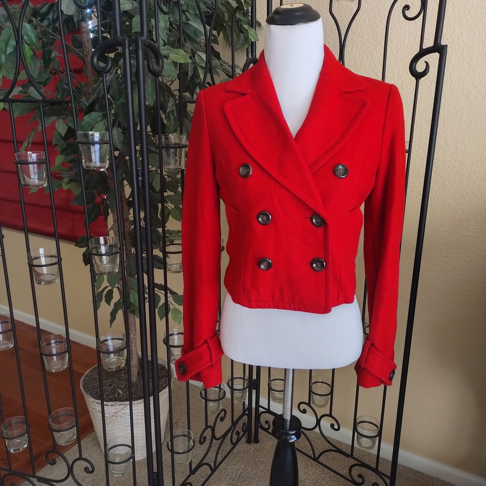 Forever 21 Vibrant Red Pea Coat